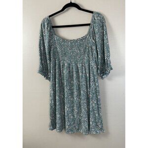 Women Medium Floral Mini Dress Cottagecore Fairycore Whimsy Peasant Smocked Soft